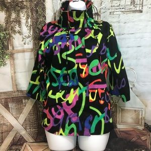 Vintage Berek Jacket Women's small Colorful Abstract Retro Graffiti Art core
